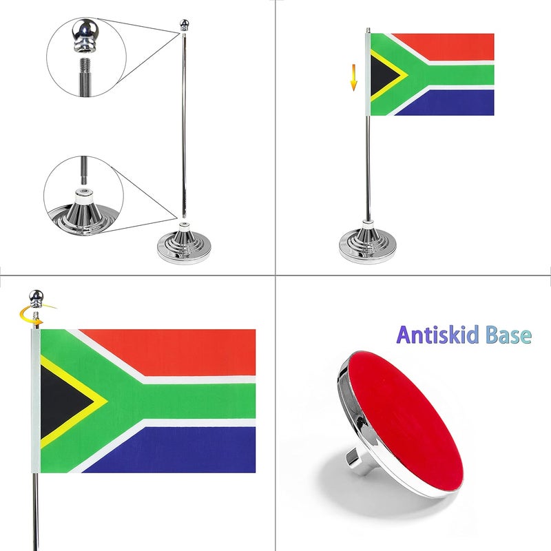 WXTWK 2 Pack South Africa Flag South African Desk Flag Small Mini South African Table Flags With Stand Base,Home Office Festival Events Celebration Decorations - Image 3
